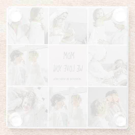 コラージュ写真ママ私たちはあなたの母最高ののギフトが大好き ガラスコースター (裏面)