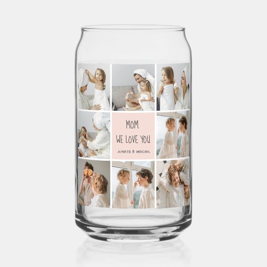 コラージュ写真ママ私たちはあなたの母最高ののギフトが大好き ガラス缶 (正面)
