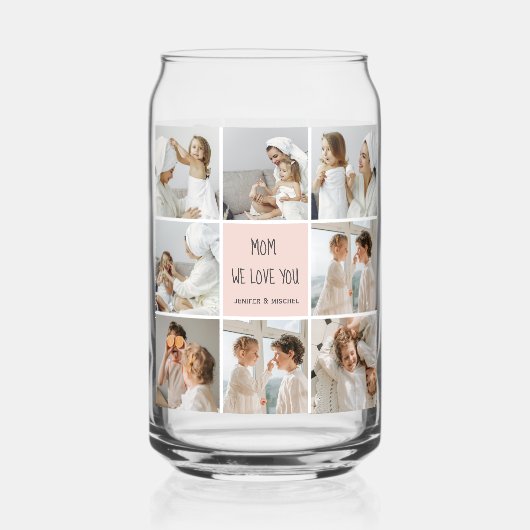 コラージュ写真ママ私たちはあなたの母最高ののギフトが大好き ガラス缶 (裏面)