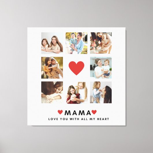 コラージュ写真ママ私たちはあなたの母最高ののギフトが大好き キャンバスプリント (正面)