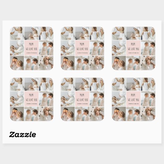 コラージュ写真ママ私たちはあなたの母最高ののギフトが大好き スクエアシール (シート)