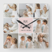 コラージュ写真ママ私たちはあなたの母最高ののギフトが大好き スクエア壁時計 (正面)