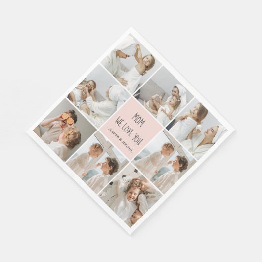 コラージュ写真ママ私たちはあなたの母最高ののギフトが大好き スタンダードランチョンナプキン (角)