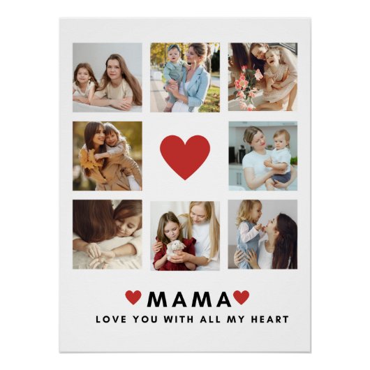 コラージュ写真ママ私たちはあなたの母最高ののギフトが大好き ポスター (正面)