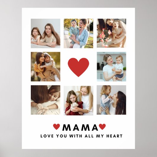 コラージュ写真ママ私たちはあなたの母最高ののギフトが大好き ポスター (正面)