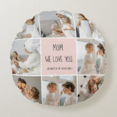 コラージュ写真ママ私たちはあなたの母最高ののギフトが大好き ラウンドクッション (正面)