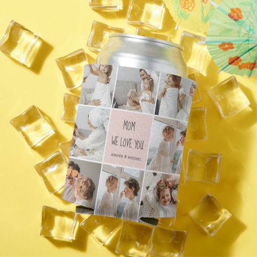 コラージュ写真ママ私たちはあなたの母最高ののギフトが大好き 缶クーラー (インサイチュ 夏)