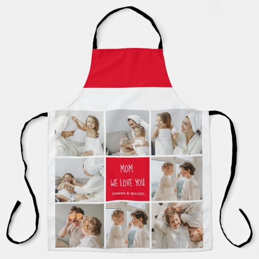 コラージュ写真ママ赤お母さん最高のギフト愛してる エプロン (正面)