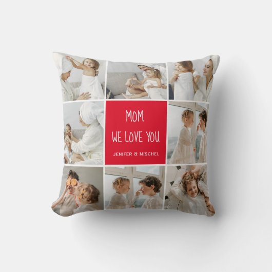 コラージュ写真ママ赤お母さん最高のギフト愛してる クッション (正面)