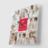 コラージュ写真ママ赤お母さん最高のギフト愛してる スクエア壁時計 (傾斜)