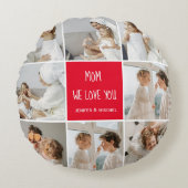 コラージュ写真ママ赤お母さん最高のギフト愛してる ラウンドクッション (正面)