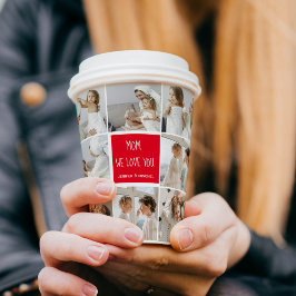 コラージュ写真ママ赤お母さん最高のギフト愛してる 紙コップ