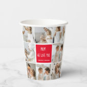 コラージュ写真ママ赤お母さん最高のギフト愛してる 紙コップ (裏面)