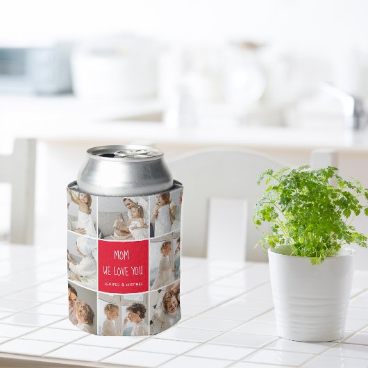 コラージュ写真ママ赤お母さん最高のギフト愛してる 缶クーラー