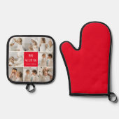 コラージュ写真ママ赤お母さん最高のギフト愛してる 鍋つかみ&鍋敷きセット (正面)