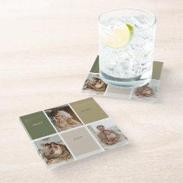 コラージュ写真モダン最高のパパ贈り物 ガラスコースター