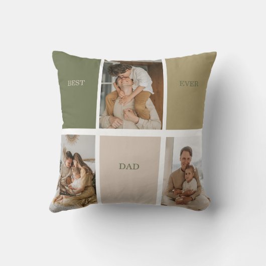 コラージュ写真モダン最高のパパ贈り物 クッション (裏面)