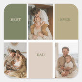 コラージュ写真モダン最高のパパ贈り物 スクエアシール (正面)