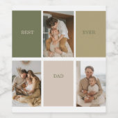 コラージュ写真モダン最高のパパ贈り物 ワインラベル (シングルラベル)