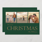 コラージュ写真金ゴールド文字クリスマスカード シーズンカード (正面/裏面)