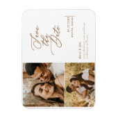 コラージュ写真金ゴールド文字結婚式日付の保存 マグネット (縦)