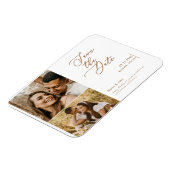 コラージュ写真金ゴールド文字結婚式日付の保存 マグネット (左側)