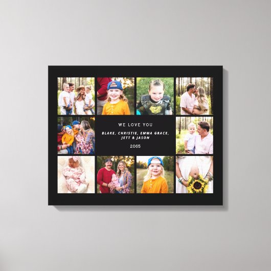 コラージュ写真黒We Love You Canvas Print キャンバスプリント (正面)