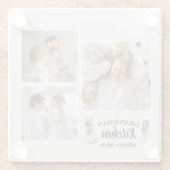 コラージュ写真&おばあちゃんのキッチンは常に開いている ガラスコースター (裏面)