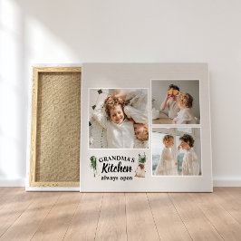 コラージュ写真&おばあちゃんのキッチンは常に開いている キャンバスプリント