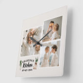 コラージュ写真&おばあちゃんのキッチンは常に開いている スクエア壁時計 (傾斜)