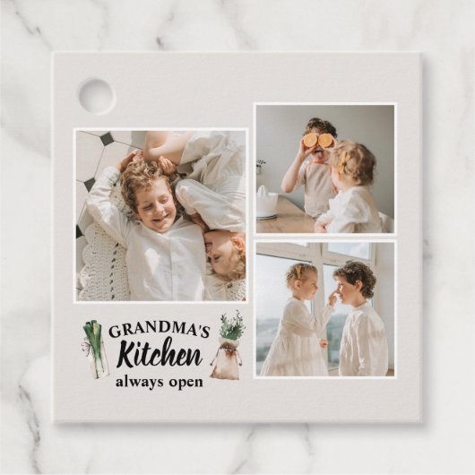 コラージュ写真&おばあちゃんのキッチンは常に開いている フェイバータグ (正面)