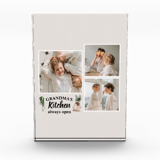 コラージュ写真&おばあちゃんのキッチンは常に開いている フォトブロック (正面)
