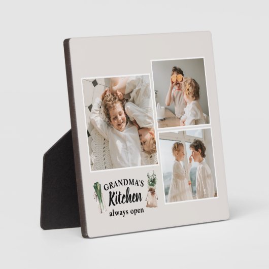 コラージュ写真&おばあちゃんのキッチンは常に開いている フォトプラーク (正面)
