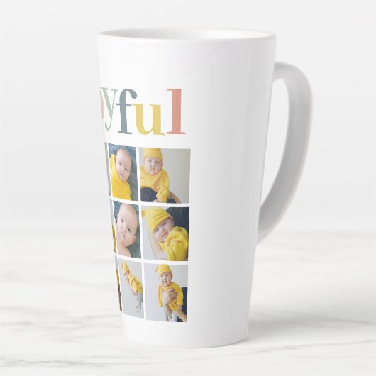 コラージュ写真 |カラフル楽しい休日の贈り物 カフェラテマグ (右アングル)