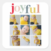 コラージュ写真 |カラフル楽しい休日の贈り物 スクエアシール (正面)