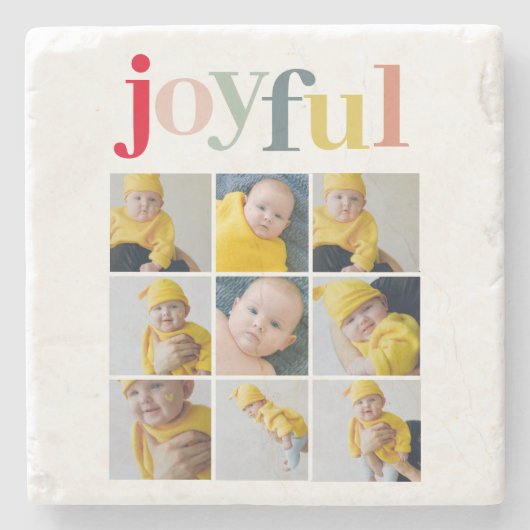 コラージュ写真 |カラフル楽しい休日の贈り物 ストーンコースター (正面)