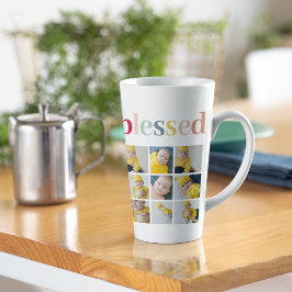 コラージュ写真 カラフル賛美祝 カフェラテマグ