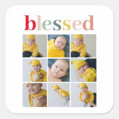 コラージュ写真 カラフル賛美祝 スクエアシール (正面)