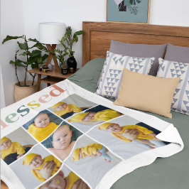 コラージュ写真 カラフル賛美祝 フリースブランケット