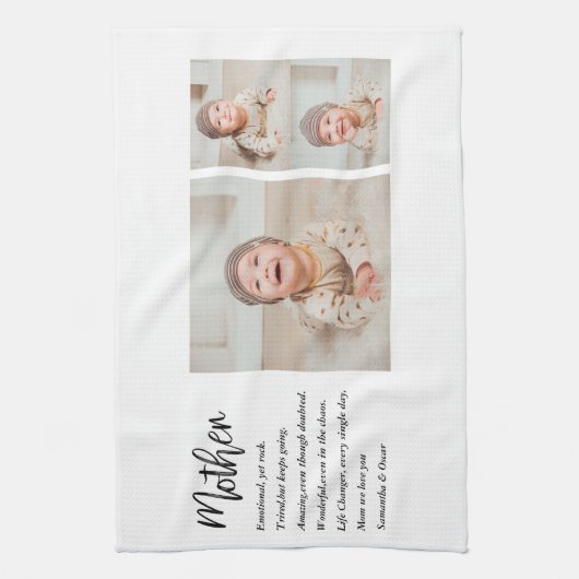 コラージュ写真&マ最高のザー引用文ラブギフト キッチンタオル (縦)