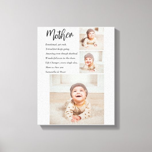 コラージュ写真&マ最高のザー引用文ラブギフト キャンバスプリント (正面)