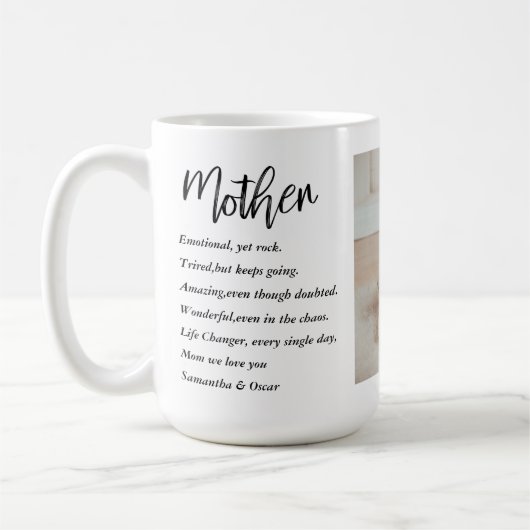 コラージュ写真&マ最高のザー引用文ラブギフト コーヒーマグカップ (左)