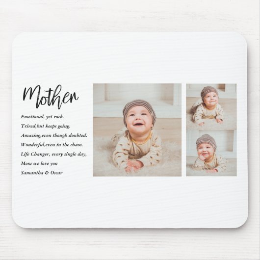 コラージュ写真&マ最高のザー引用文ラブギフト マウスパッド (正面)