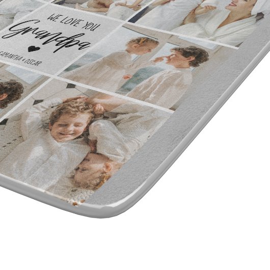 コラージュ写真 |私たちはおじいちゃんギフトを愛している カッティングボード (角)