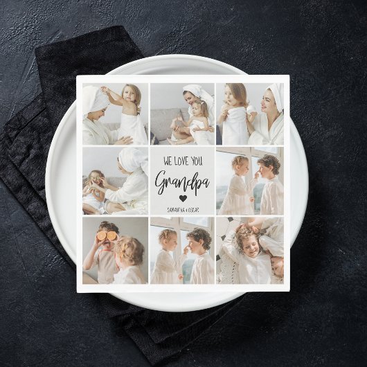 コラージュ写真 |私たちはおじいちゃんギフトを愛している スタンダードランチョンナプキン