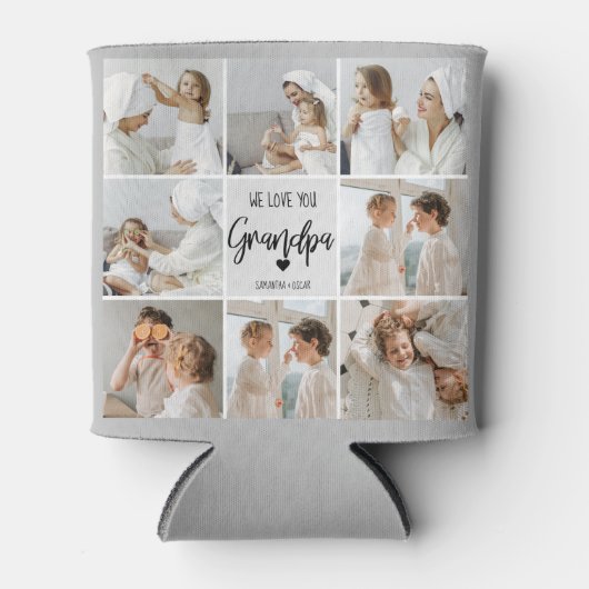 コラージュ写真 |私たちはおじいちゃんギフトを愛している 缶クーラー (正面)