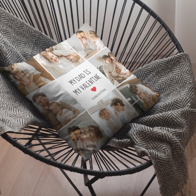 コラージュ写真 |私のパパは私のバレンタインデー アウトドアクッション (クリエイターアップロード済み)