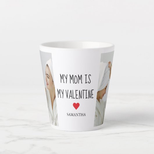 コラージュ写真 |私の母は私のバレンタインデーである カフェラテマグ (正面)