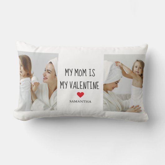 コラージュ写真 |私の母は私のバレンタインデーである ランバークッション (正面)