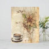 コラージュ古い紙カップのコーヒー茶のライトフラワー (スタンド正面)